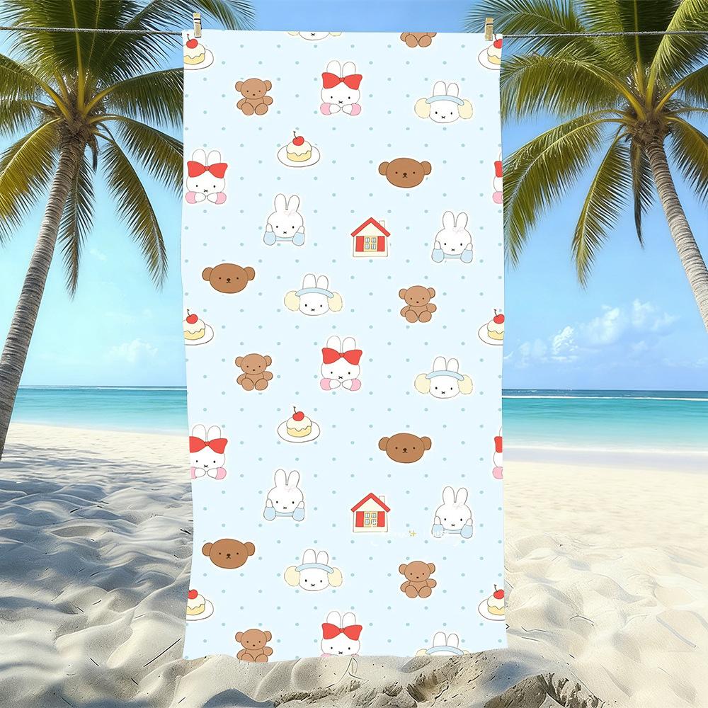 Miffy Rabbit Beach Towel Microfiber Quick Drying Absorbent Cartoon Printed Seaside Resort Bath Towel