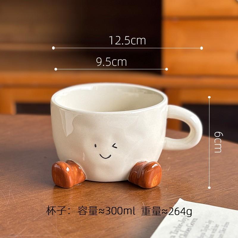Keramik Süße Lächelnde Füße Kaffeetasse Cartoon Home Office Latte Mokka Heißer Kakao Party Familienbecher Geburtstag Feiertagsgeschenk