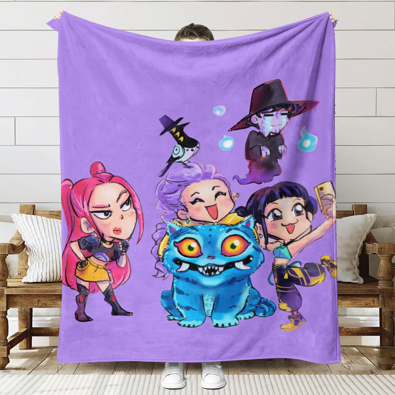 1pc Flannel Blanket k-pop De mon Hunters Hun-trix Blanket Quality Soft Warm Throw Blanket Winter Kids Couch Bed Fluffy Bedspread 75 x 100cm