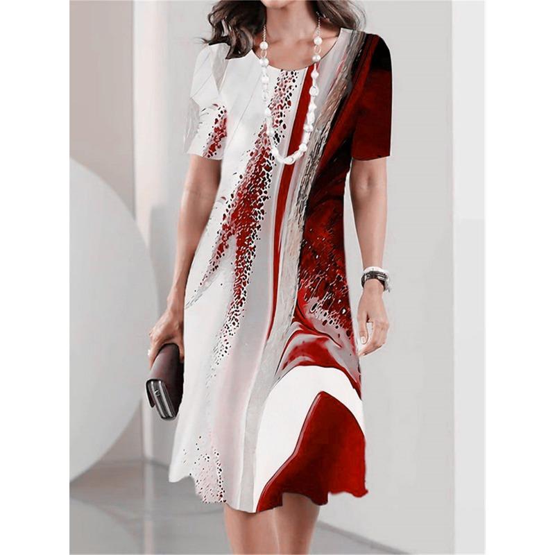 Elegant Fashion Tie-dye Style Women Mini Dress Short Sleeve 3D Printed Gradient Street Ladies Dress Casual Dress