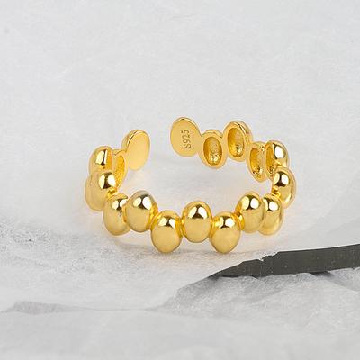 925 Silver Simple Design Personality Oval Ring Geometric Smooth Opening Female Party Gift