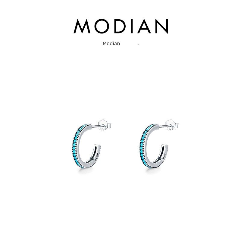 Modian 925 Sterling Silver Little Finger Ring Niche Style Turquoise