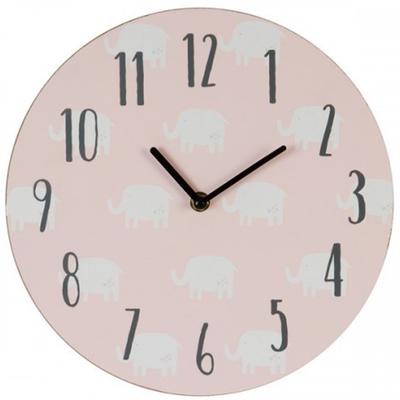 [Q2090] - Reloj infantil de madera 'Elefante' rosa - 30 cm