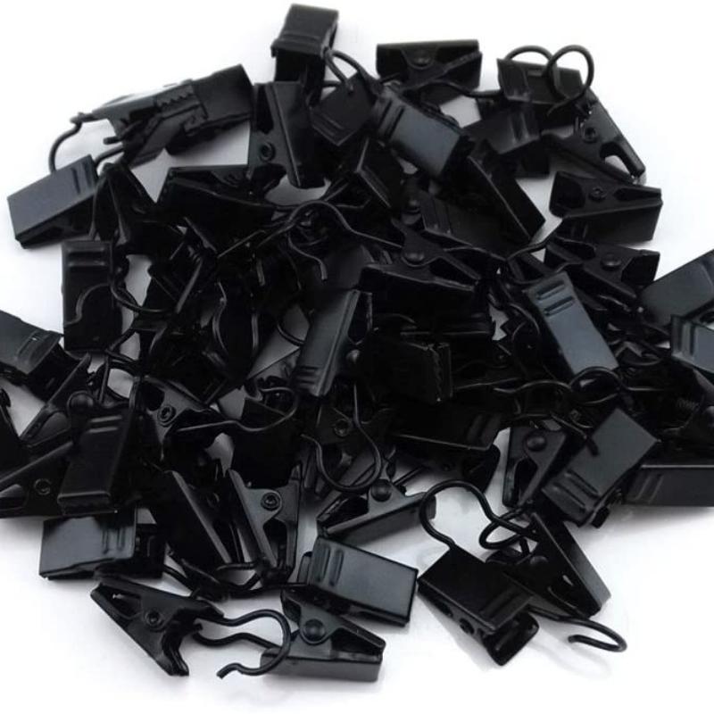 50 szt./zestaw Czarne Srebrne Metalowe Haczyki Klipsy Wiszące Klipsy do Zasłon Wieszak