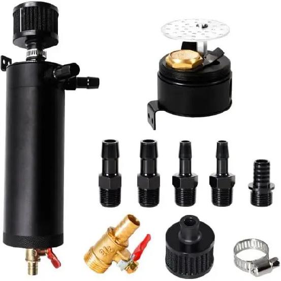 Universal 750ML Oil Catch Can Kit Oil Separator Large Baffled Reservoir Tank New чёрный