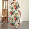 DIMANAF New 2026 Women Plus Size Spring Summer Beach Long Dress Fashion Lady Loose Oversize Maxi Floral Print Black