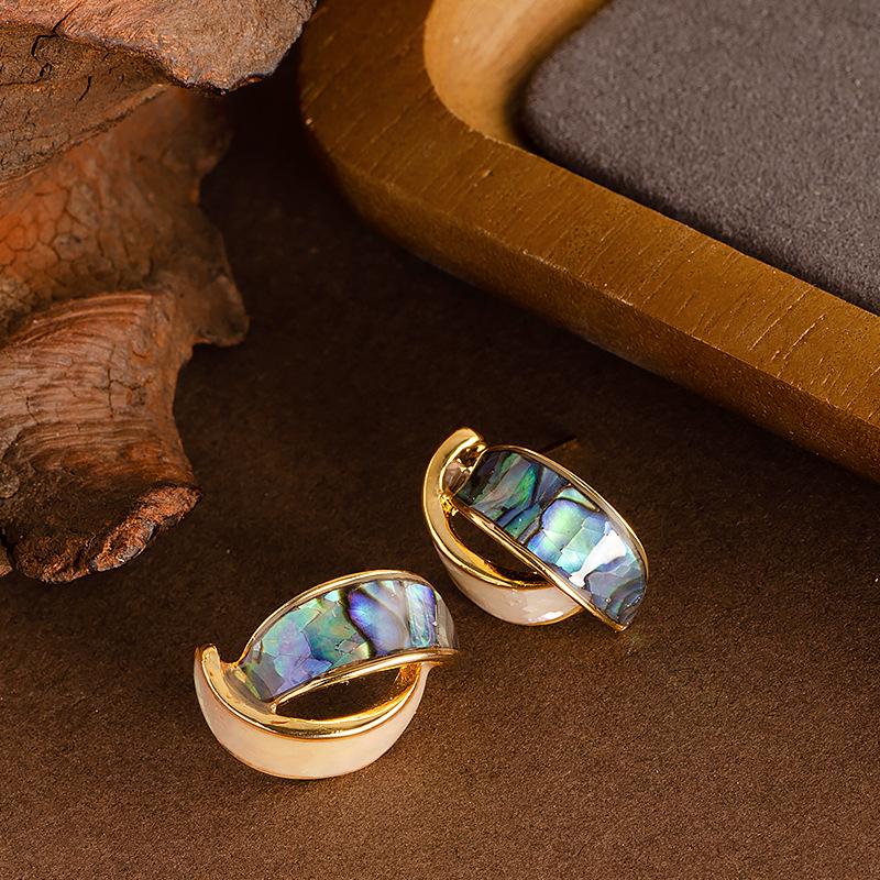 

Fashion exquisite inlaid natural abalone shell stud earrings light luxury temperament high-end earrings