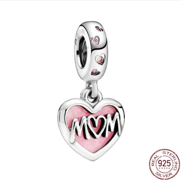 925 Sterling Sølv Hjerte & Mamma Dangle Dream Catcher Charm Fit OriginalNew Armbånd DIY Smykker For Dame Armbånd DiyBeads