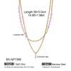 Elegant Double-Layered Colored Natural Stone & Pearl Necklace with Titanium Steel Clavicle Chain