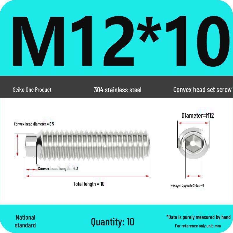304 Stainless Steel Cup Point Grub Screw - Sizes M3 To M10