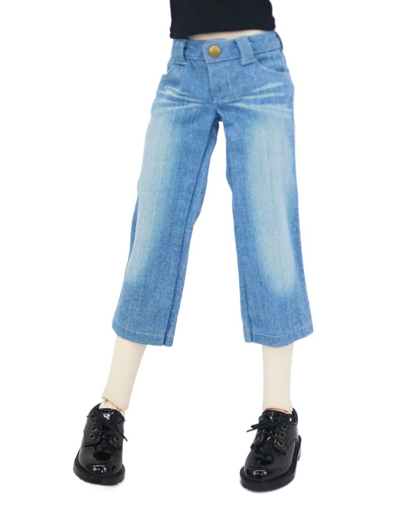 Petite Marie Scale BJD Compatible Wide Light Wide Stretch Fits 40cm BJD Doll Clothes 1/3 Okayama-Processed 8-Length Jeans, Blue, KOJIMA-Processed,