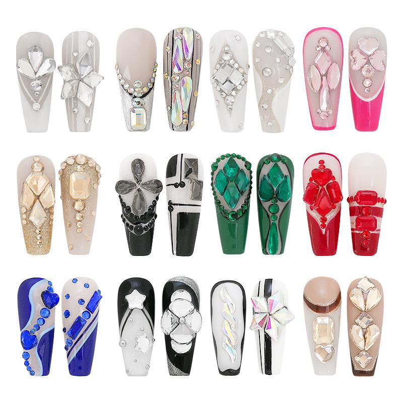 12-Grid Irregular Transparent AB Glass Diamonds for Nail Art