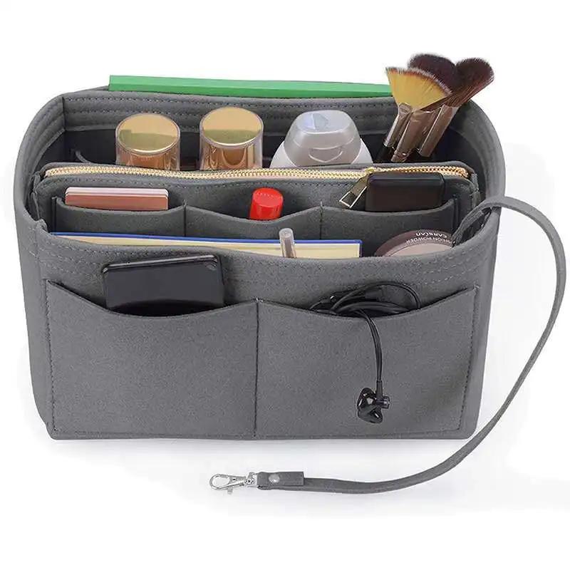New Women Make Up Organizer Felt Insert Bag for Handbag Travel Inner Purse Portable Cosmetic Bags Fit Various Bags