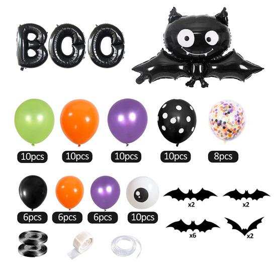 Halloween Balloon Arch Kit Black Orange Purple Green Latex Balloons Eye Balloons with Foil Balloon Halloween Party Decoration