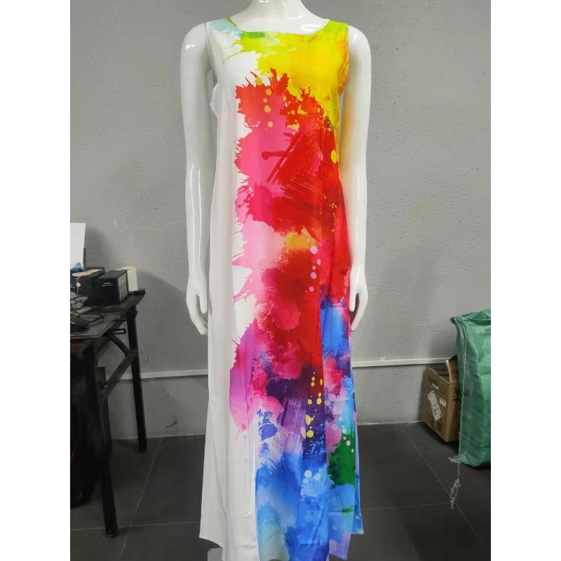 IHUASU Fashion Summer Spring Sleeveless O-Neck Casual Dresses