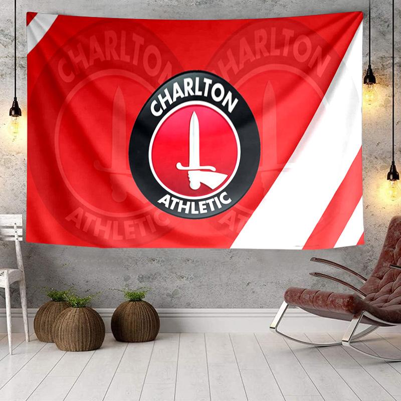 Charlton FC Wappen Wandteppich, Einzigartiger Design Wandteppich, Wanddekoration für Schlafzimmer, Wohnzimmer, Spielzimmer, Herzliche Fan-Feiertagsgeschenke