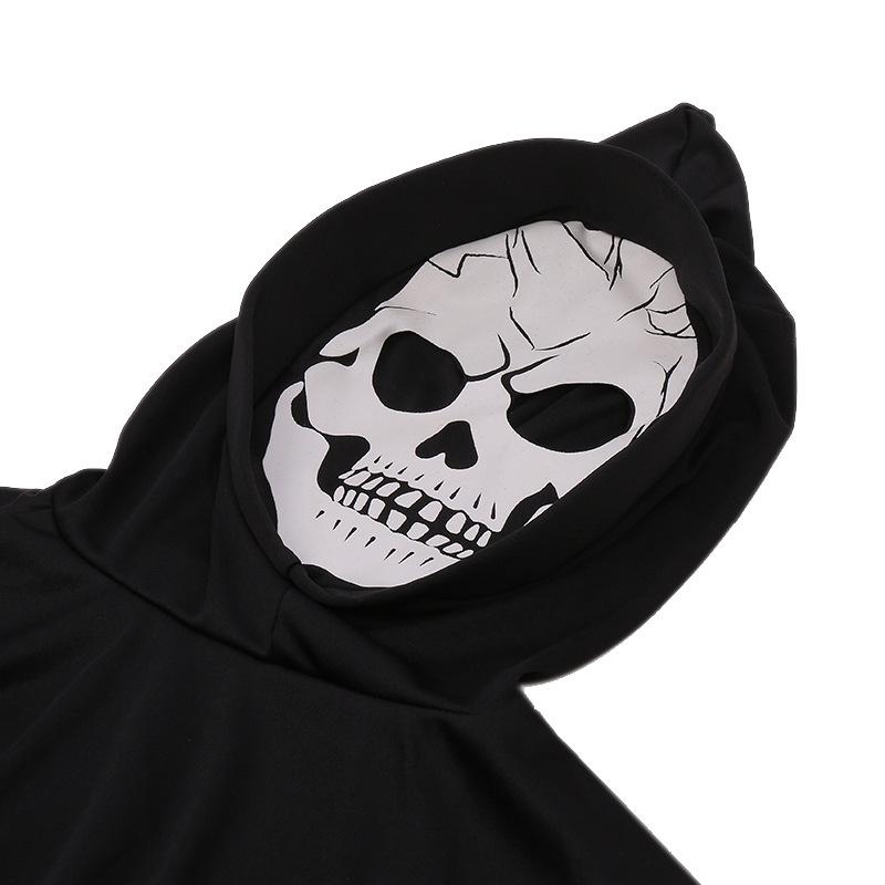 Kids Horror Death Luminous Jumpsuit Sickle Black Robe Grim Reaper Cosplay Costume Props Halloween Costume