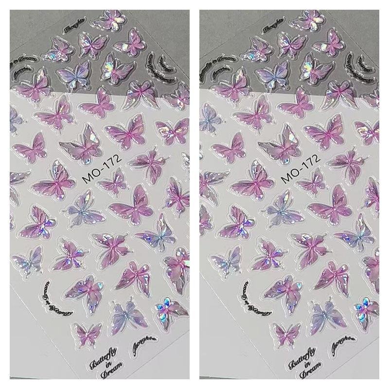 Xiaohongshu Shell Fairy Butterfly Aurora Nail Stickers - Romantic & Elegant Style
