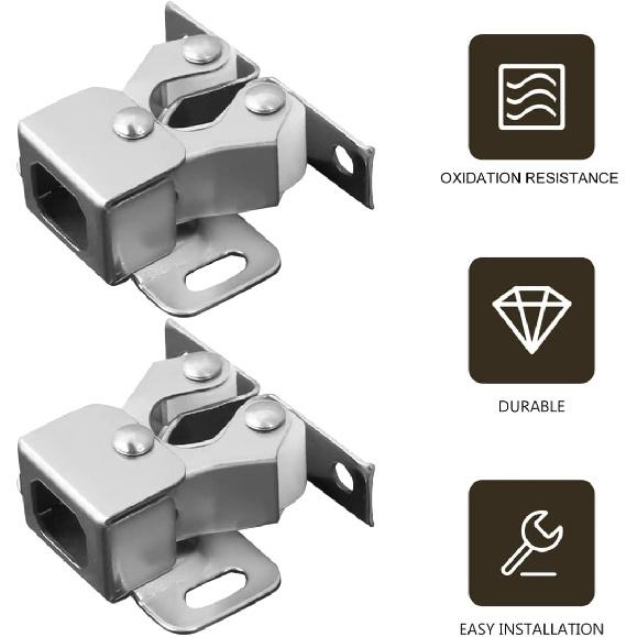 Angoily 12Pcs Cabinet Door Catch Stainless Steel Double Ball Roller Catch Latch Closet Ball Tension Latch Metal Door Accessories Replacement for Home