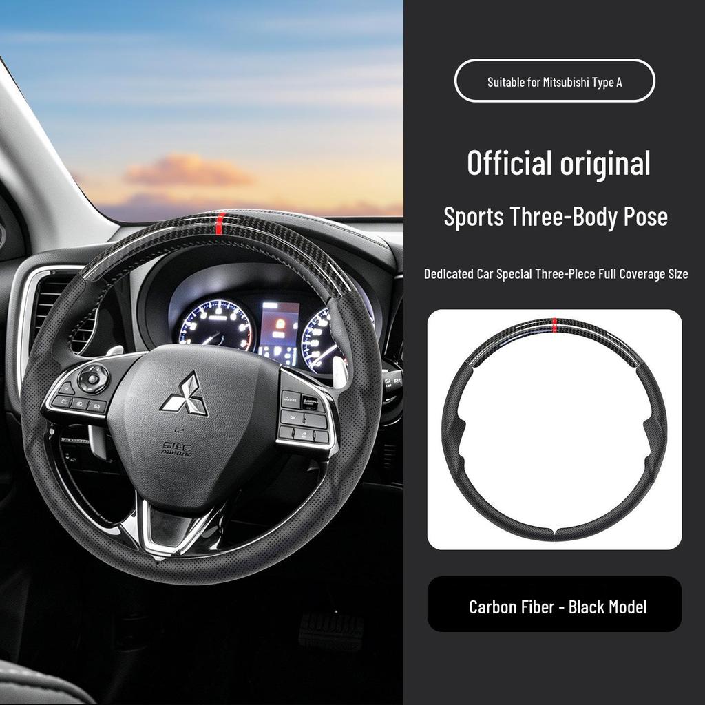 Napa Leather No-Sew 3-Piece Anti-Slip Steering Wheel Cover for Mitsubishi
