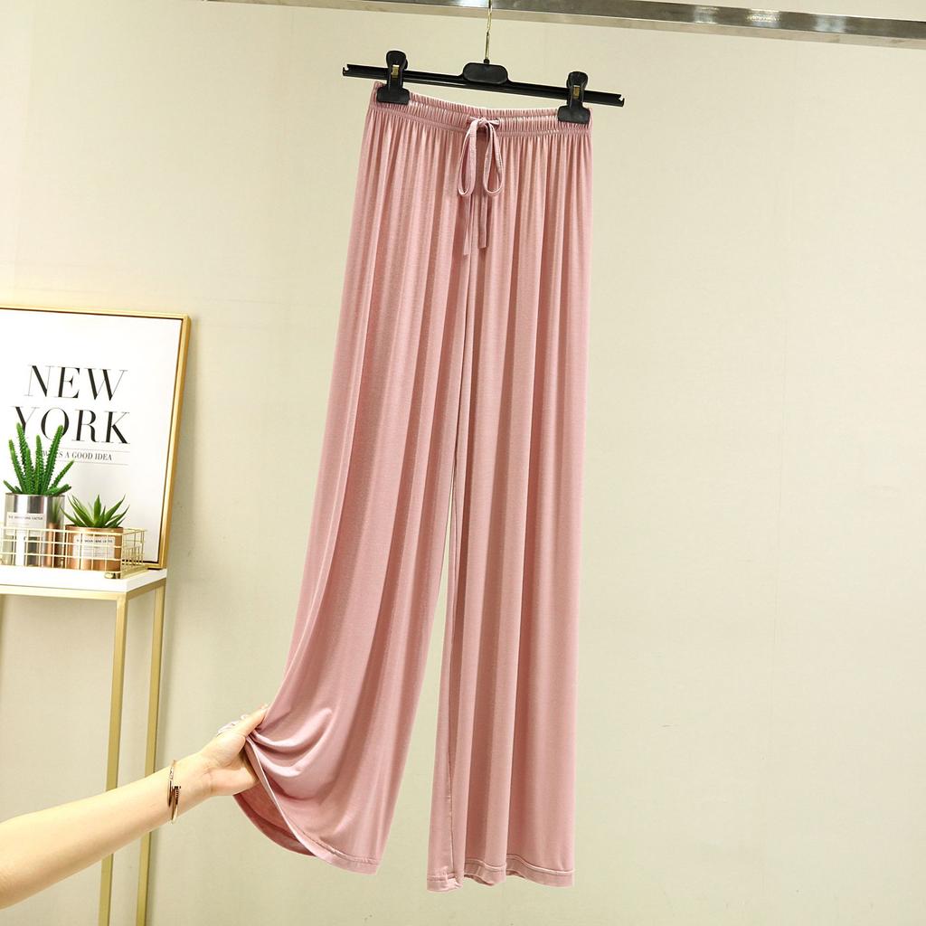 Einfarbig Hohe Taille Frühling Sommer Herbst Gerade Schnürung Dünne Loungehose Elastische Taille Lockere Freizeithose Lässige Yoga-Home-Hose