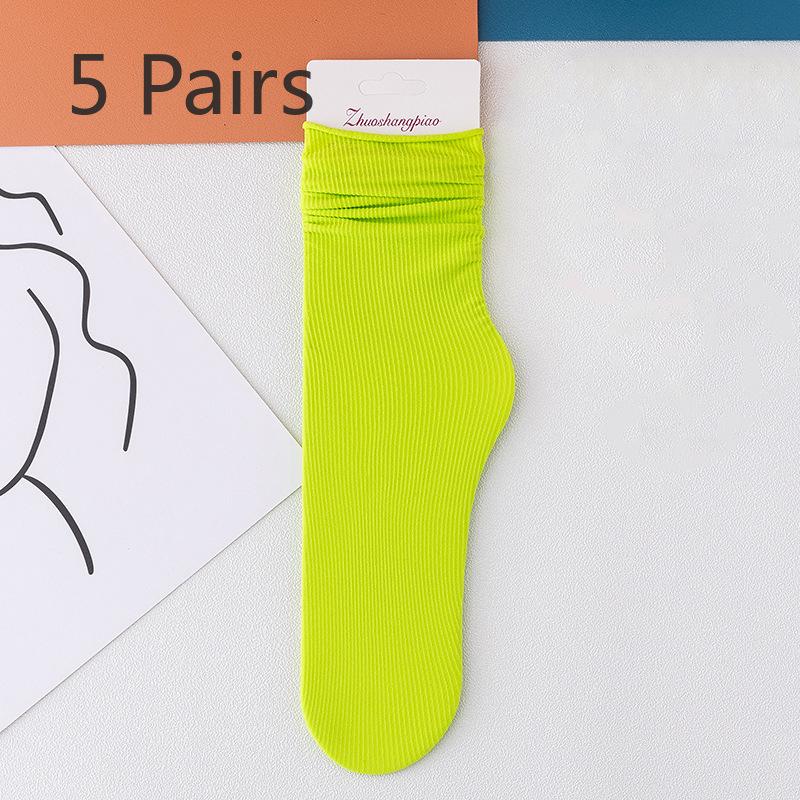 5 Pairs of Women's Summer Thin Breathable Academy Wind Tube Pile Socks