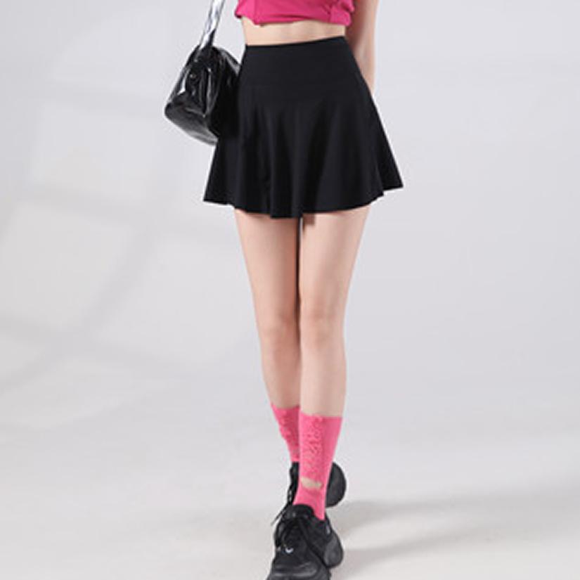 Qooth Vară Alergare Sporturi Mini Fustă Tenis Yoga Talie Elastică Fustă cu Volane Moale Femei QT2628