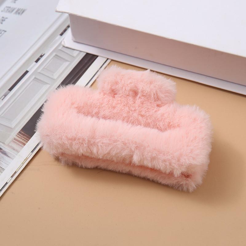 10.5cm Plush Square Hair Clip Women's Korean Style Ins Simple And Versatile Grab Clip Fashion Shark Clip Hair Accessories