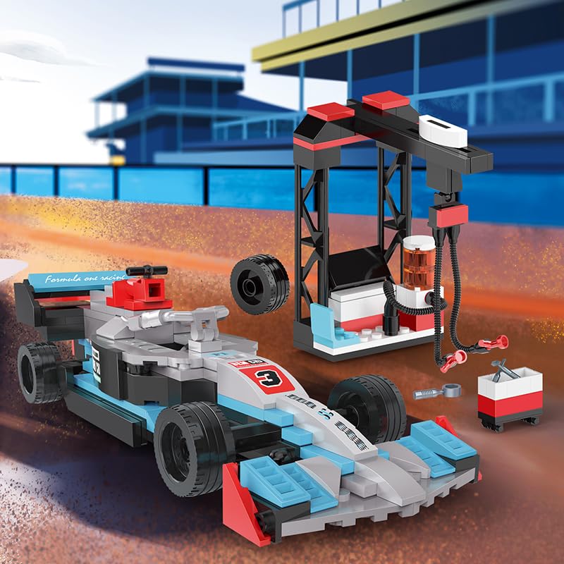 

[COGO] F1 Racing Car Building Block Set, 288 Pieces Building Toy with Pit Compatible Item Educational Toy for Kids, Boys, Gift, Safety Tested