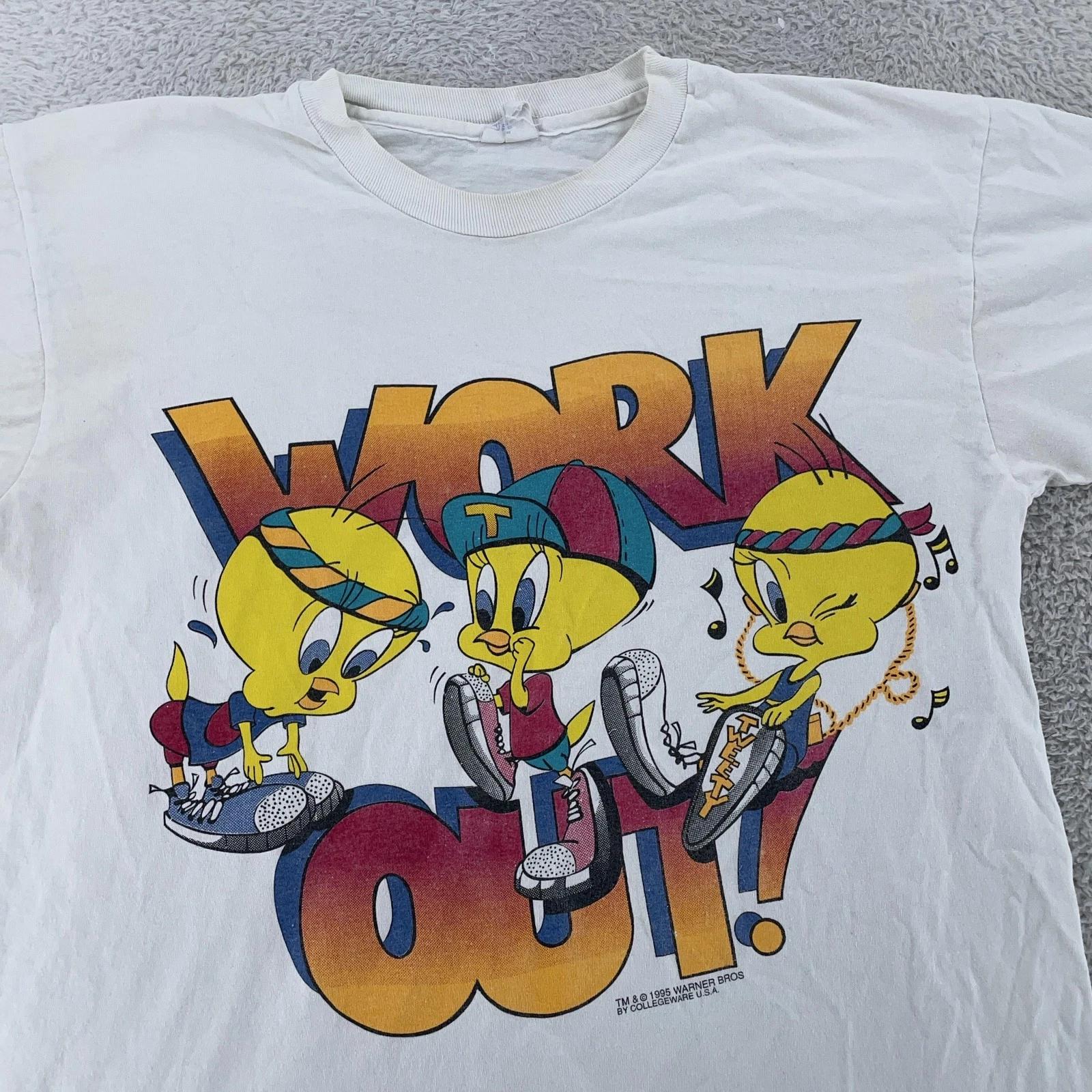 Vintage Tweety Bird Hip Hop Workout T-Shirt Mens Large Looney Tunes Cartoon 90s XL