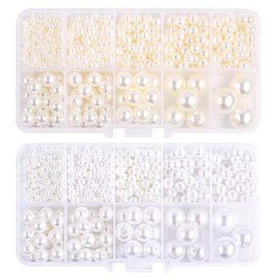 800pcs White ABS Pearl Beads 3-14mm Imitation Pearl Beads Acrylic Mixed Pearl Beads  Necklace Making