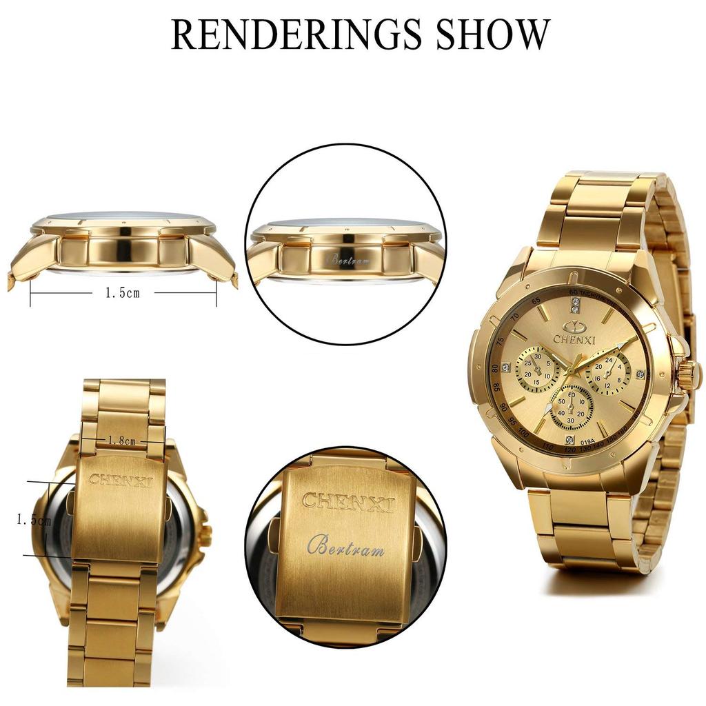 JewelryWe Analog Stainless Made In Japan Quartz Round Business Gold Men's Watch, Waterproof, Steel, Movement, Shape, Formal, Fashion, Men's