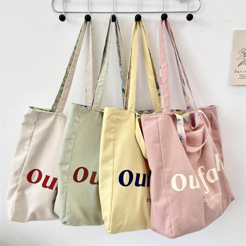 31 Spring and Summer New Printed Floral Double-sided Canvas Bag Large-capacity Commuter Bag Shoulder Handbag