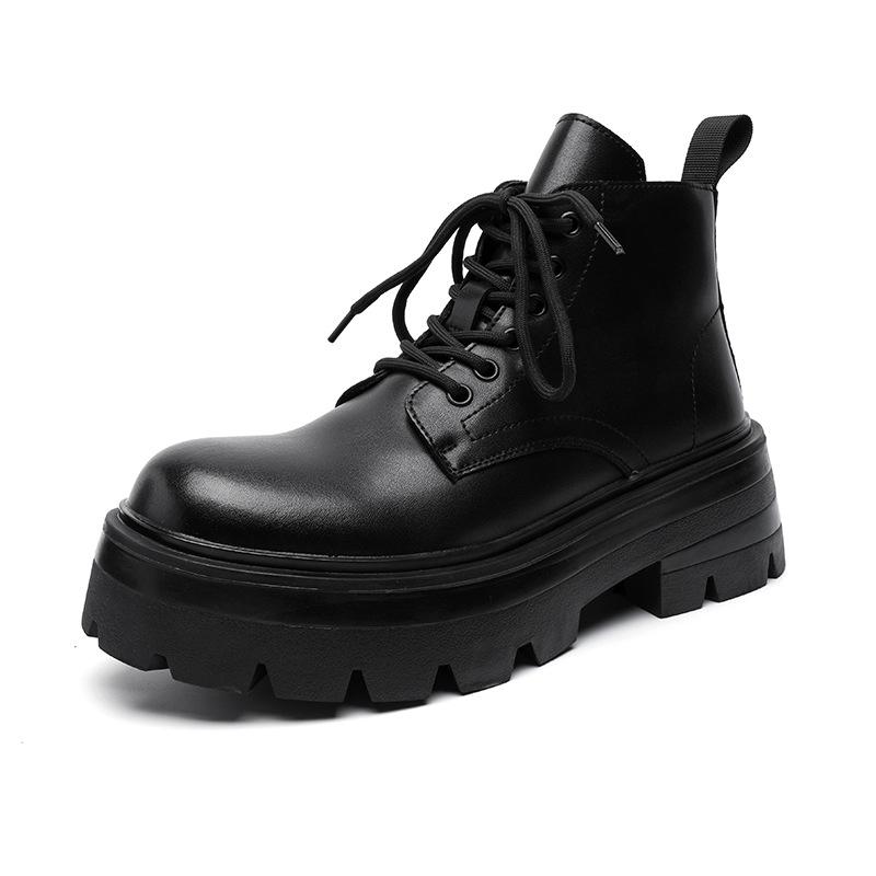 

Ботинки Martin мужские 2025 года, новые осенние ботинки на толстой подошве, британский стиль, короткие, трендовые, универсальные, локомотивные, короткие ботинки 3321-R 38 чёрный