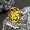 Flower Seed of Life Mandala Ring for Women Men Stainless SAteel Gold Color Sacred Geometric Adjustable Rings Jewelry anillo