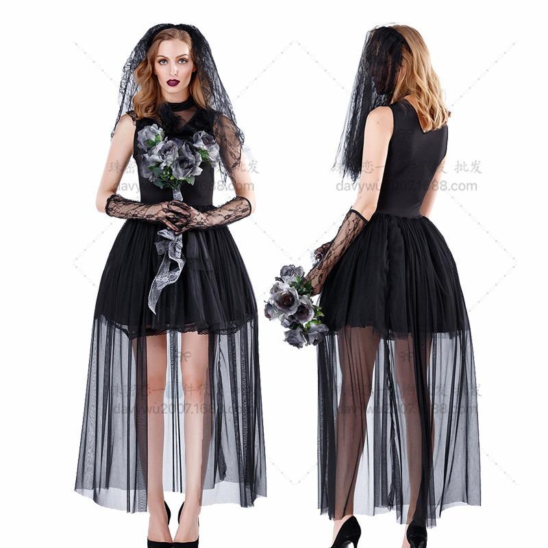 Halloween Costume, Black Zombie Netherworld Ghost Bridal Costume, Resurrection Festival Costume