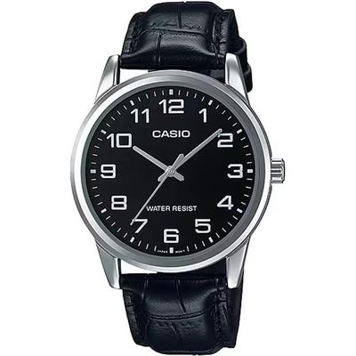 MTP-V001L-1B Analog Quartz Men's Watch - Silver & Black