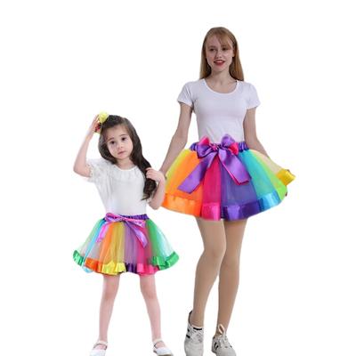Women Girls Rainbow Tutu Multicolor Petticoat Children Costume Ballet Dance