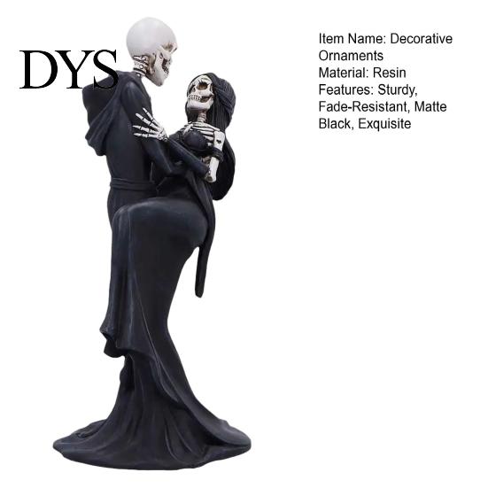 Day of The Dead Ornament Gothic Hugging Lover Skeleton Resin Statue, Mysterious Lovers Robe Statue Couple Figurine for Halloween Tabletop Window