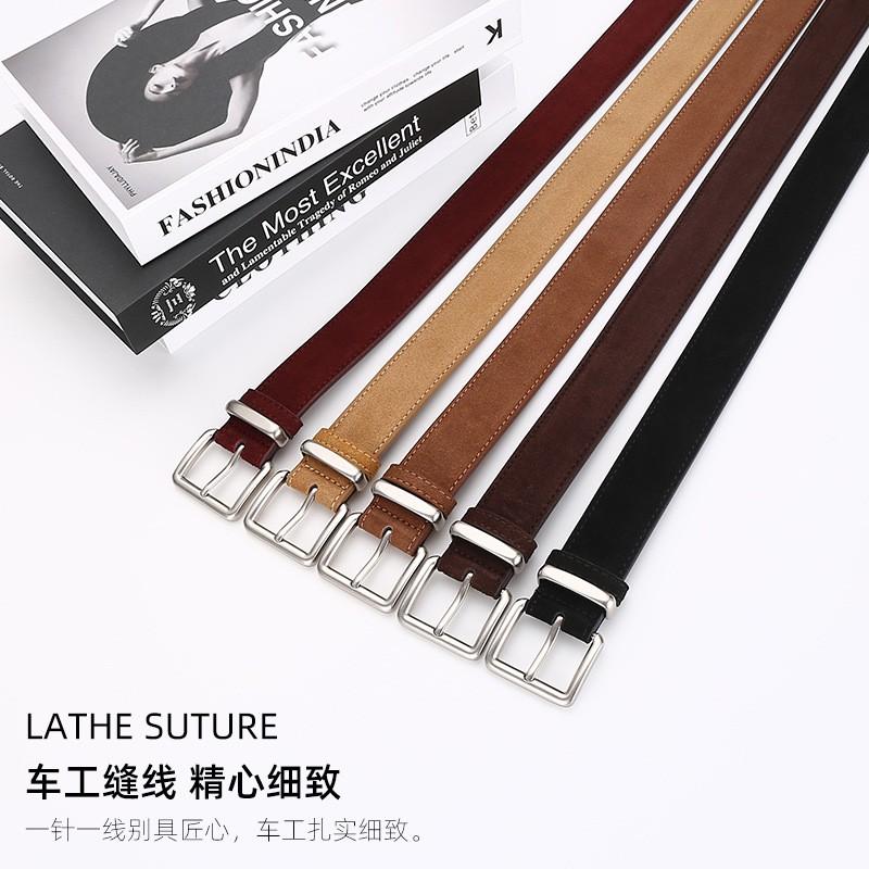 Vintage Style Womens Suede Leather Belt With Pin Buckle 3.3cm Wide Adjustable Jeans Casual Wear