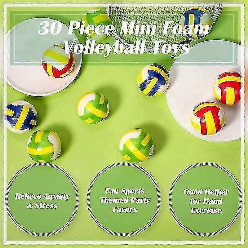 30Pcs Mini Volleyball Stress Balls 2.36 Inch Sports Balls Mini Volleyball Toys for Children for Stress Relief