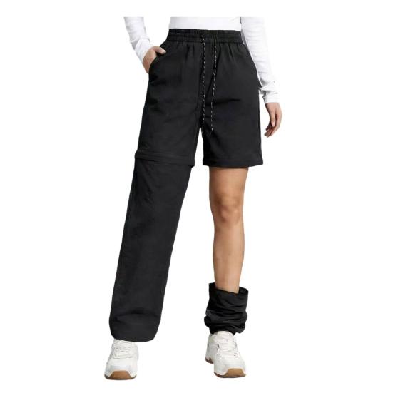 

Zip Off Hiking Women Pants to Shorts Trousers Convertible Waterproof Drawstring Waist M чорний
