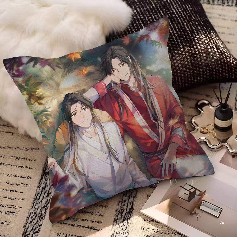 1pc Heavenly Officials Blessing Animation Cushion Cover Car Throw Pillow Case For Sofa Car Christmas Gift 40x40cm 45x45cm