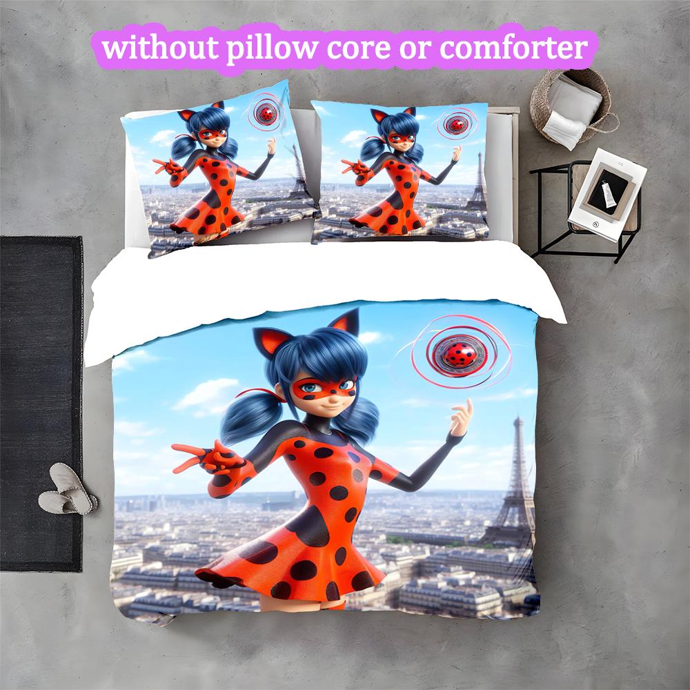 3pcs Ladybug Bedding Set for All Season Use, Cozy Printed Bedclothes Suitable For Bedroom Ideal Birthday Gift for Family