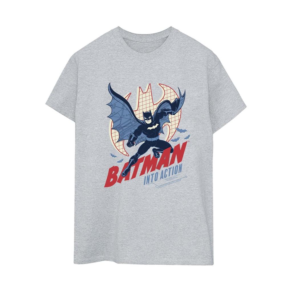DC Comics Womens/Ladies Batman Into Action Cotton Boyfriend T-Shirt