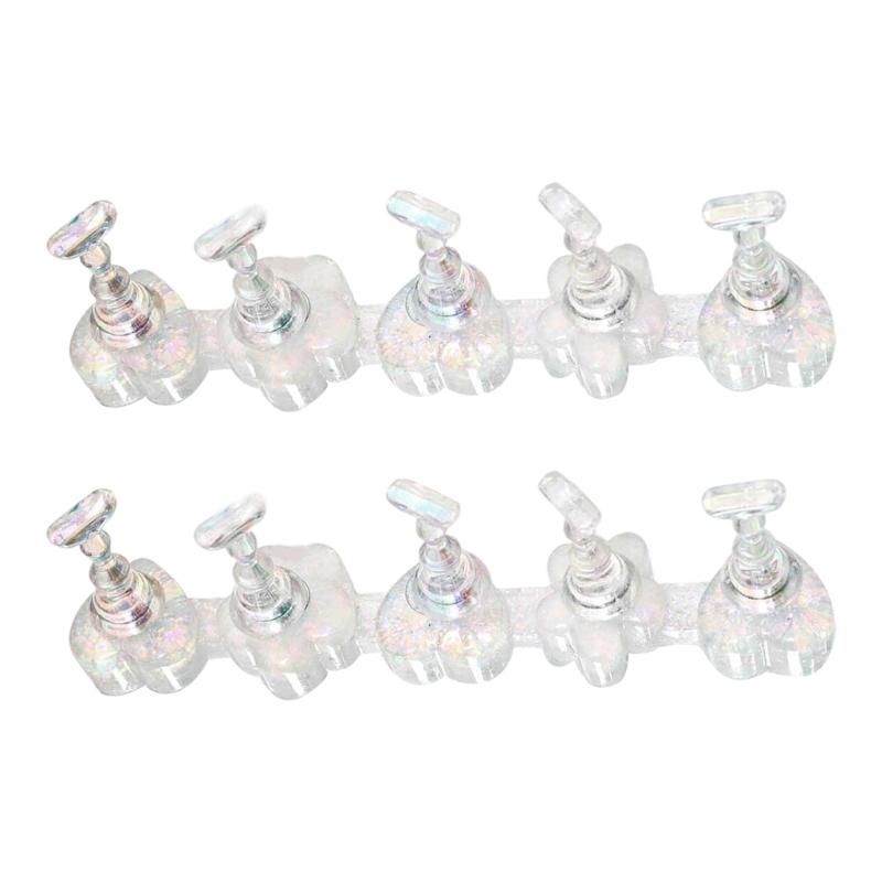 

2Pieces Auroras Nail Training Holders Quick Assembly Design Professional Manicure Display Stands for Artists серебряный