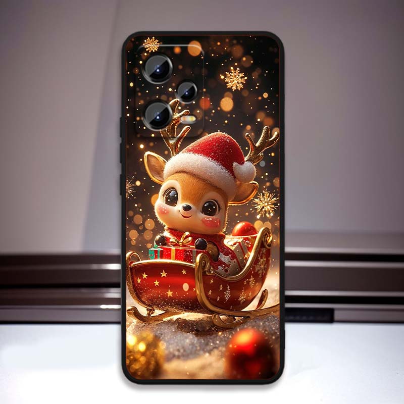 Christmas cartoon pattern For Xiaomi Redmi Note 15 14 13 12 12S 11E 11 11S Pro Plus 4G 5G Black Soft TPU Phone Case