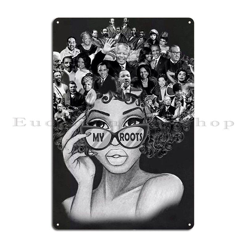 Black Afro Woman Metal Plaque Classic Painting Create Decoration Club Bar Tin Sign Poster