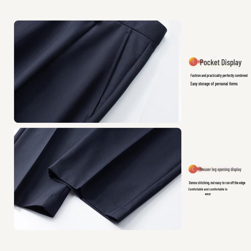 MONTAGUT Men's Wool Blend Business Straight-Leg Trousers