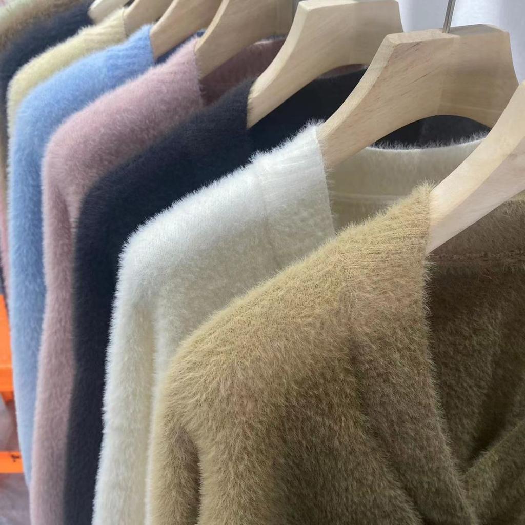 Faux Mink Sweater Cardigan Jacket Female Fall and Winter Lazy Wind Loose Soft Sticky Knit Sweater Top Tide Comfortable Versatile and Fashionable